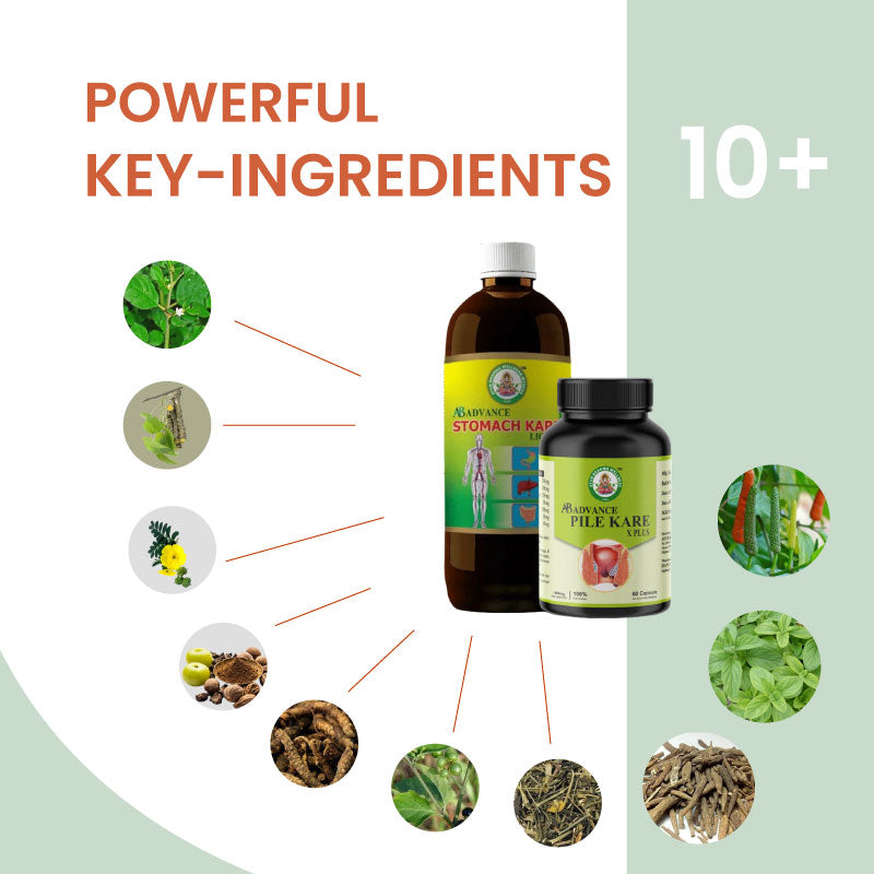 Ayur Brahma Wellness Advance Pile Kare X Plus Capsules & AB Advance Stomach Kare Liquid Combo