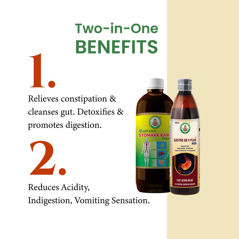 Ayur Bahma Advance Stomach Kare & Gastro QR X Plus Combo