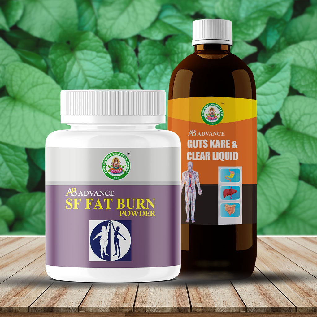 Ayur Brahma SF Advance Fat Burn Powder(100 gm) & AB Advance Guts Kare & Clear Liquid Combo(450 ml))