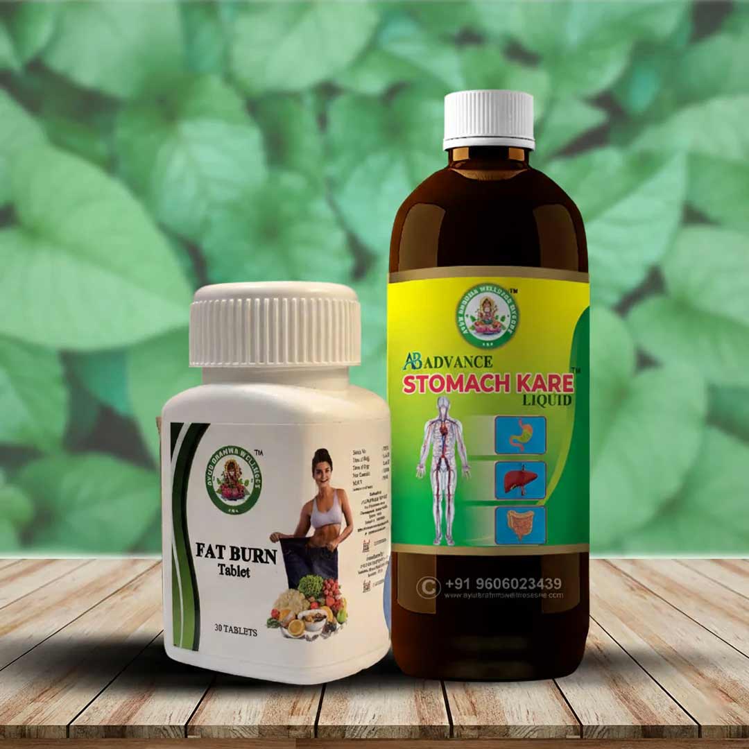 Ayur Brahma SF Advance Fat Burn Tablets(30 Tablets) &  Stomach Kare Combo(450 ml)
